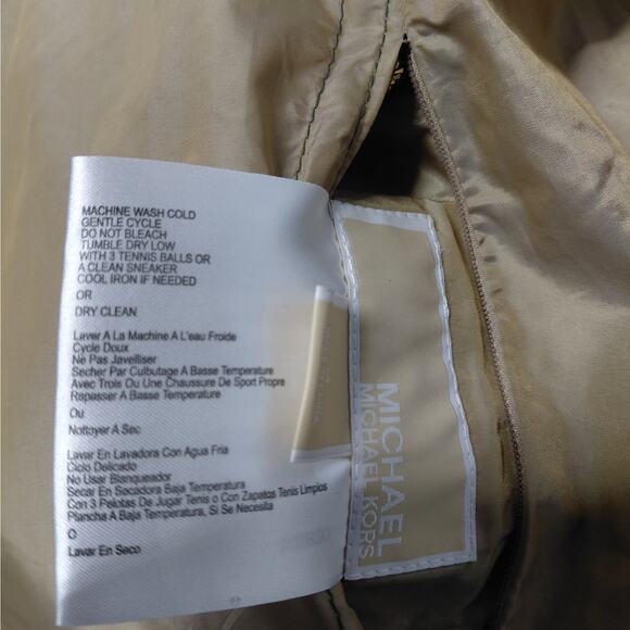 Michael Kors Womens Down Puffer Jacket Medium Green Reversible Quilted Packable - Picture 14 of 15